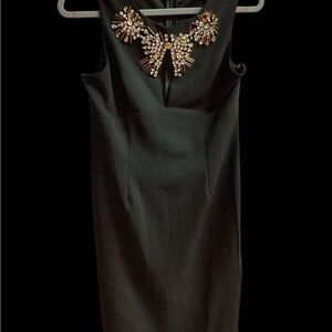 Embellished Black Sleeveless Sheath Dress